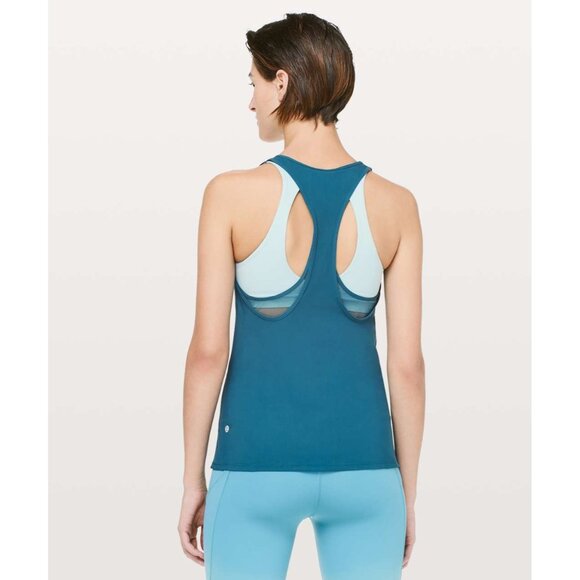 Lululemon‎ Cross Conditioning 2-In-1 Tank *Medium Support Carbon Blue Haze Sz 4 - Picture 1 of 7